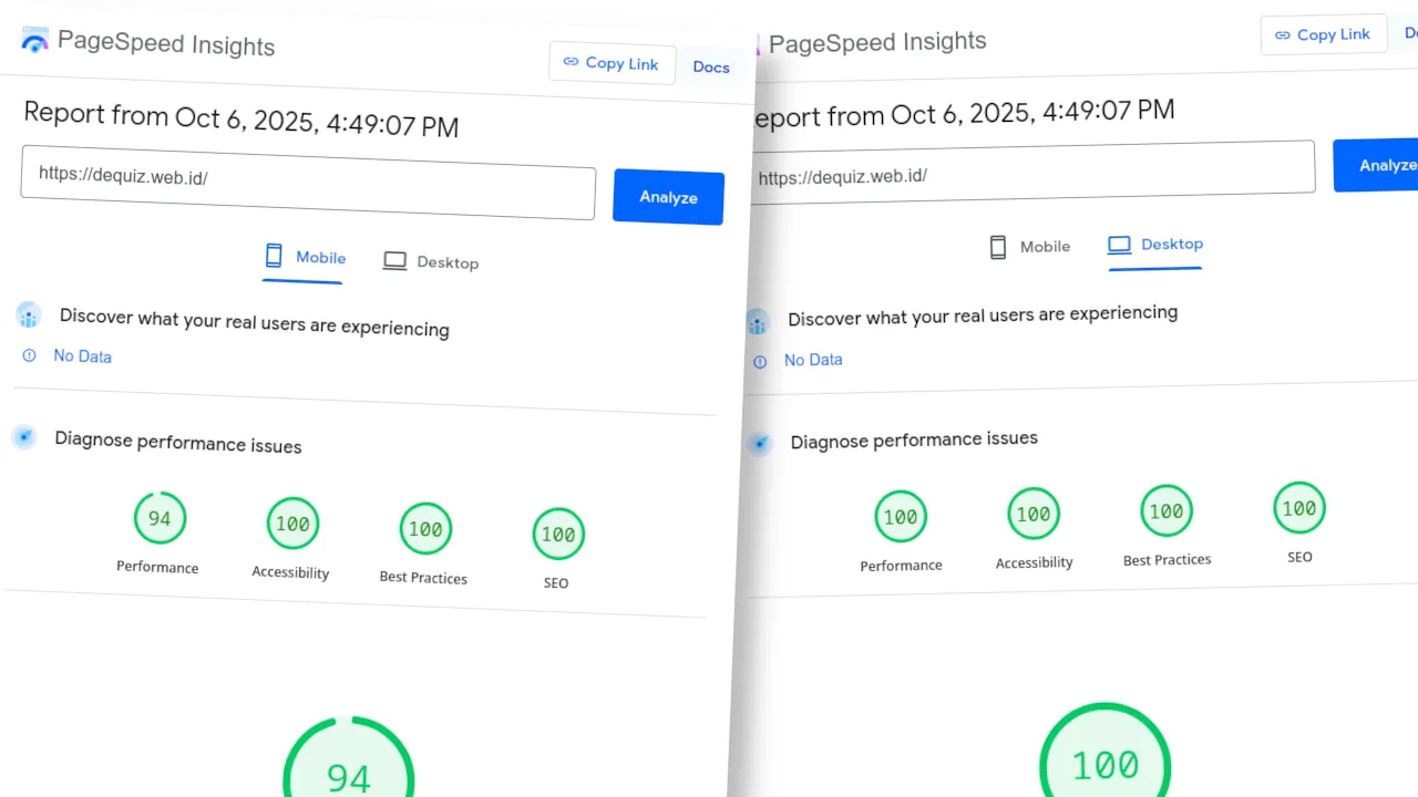 PageSpeed Insights Result 